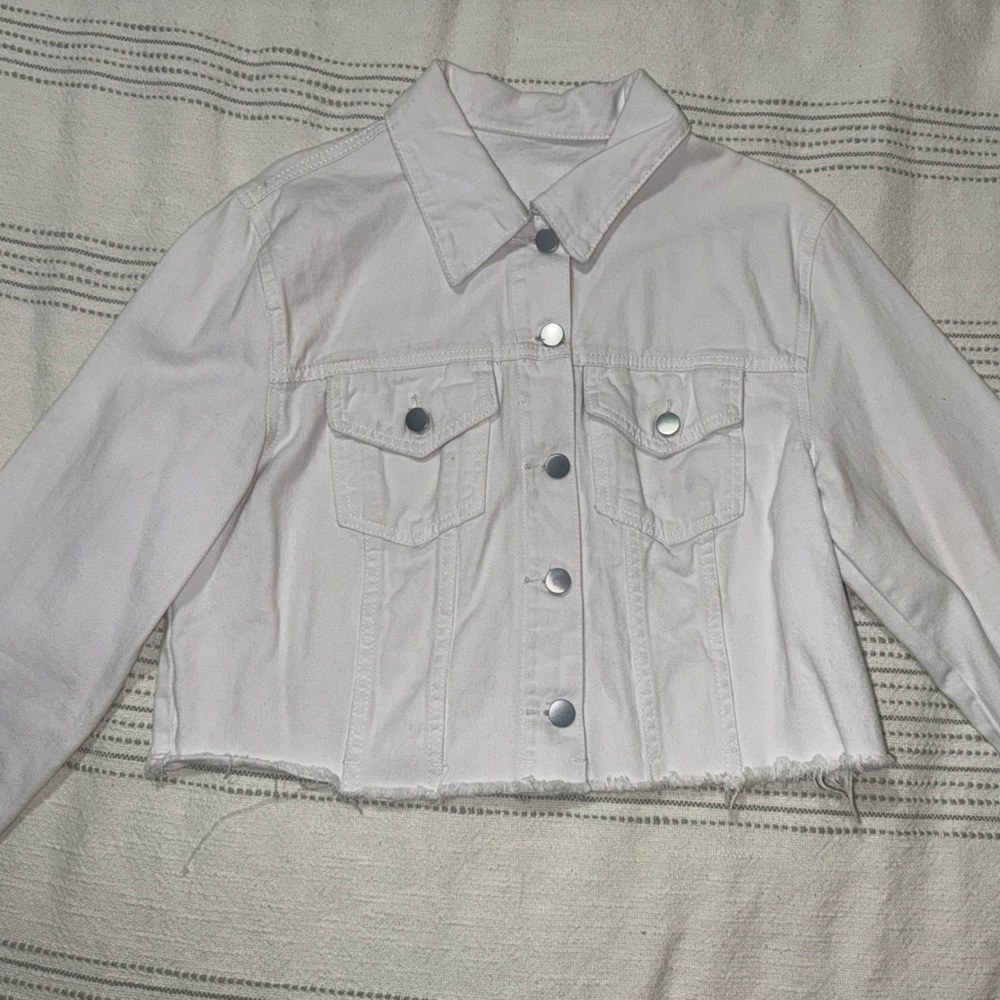 White Cropped Denim Jacket